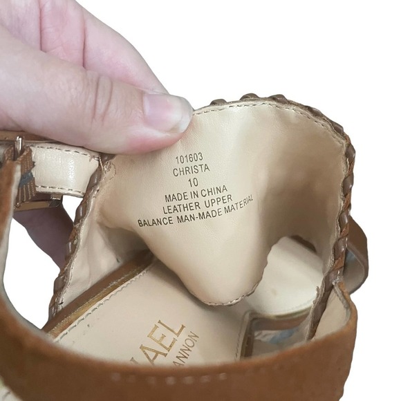 Michael Shannon Christa Slingback Leather Cork Wedge - Picture 9 of 10